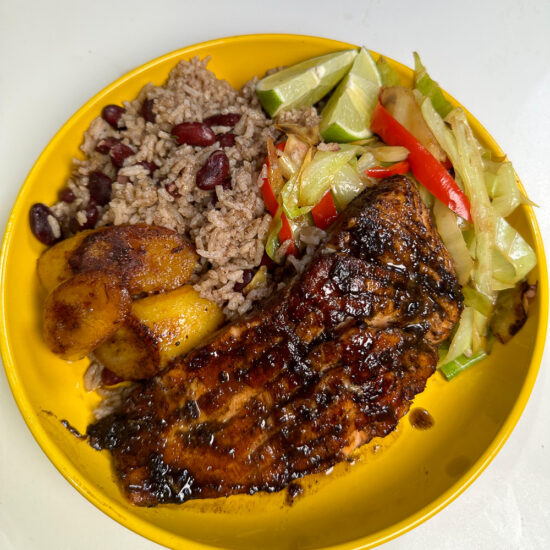 Jerk Salmon, Rice & Peas Toni's Recipes