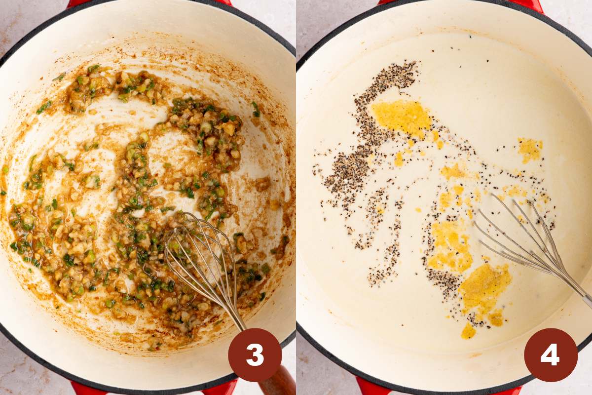 Whisk together the ingredients for the base of the soup. 