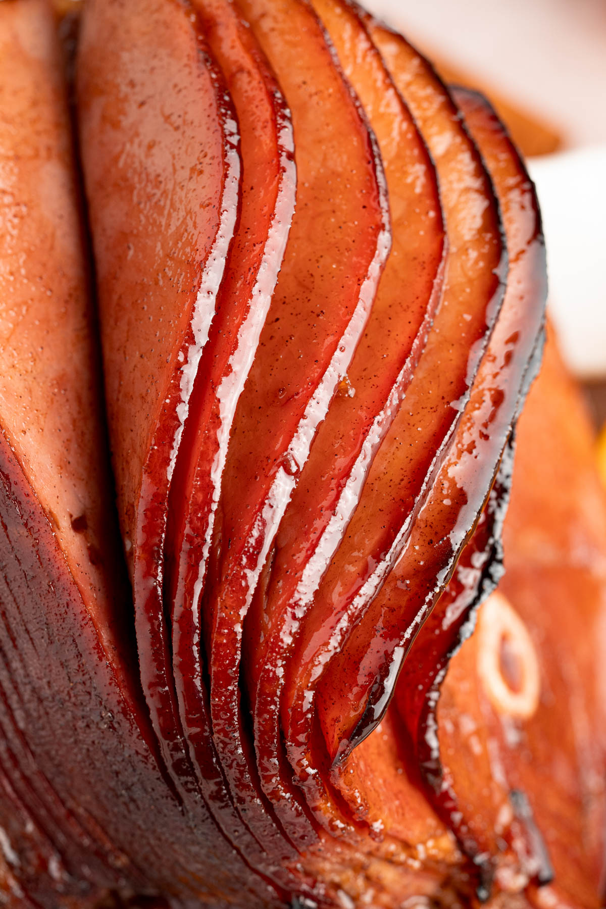 Slices of the spiral ham for serving.