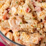 Seafood salad in a bowl for serving.