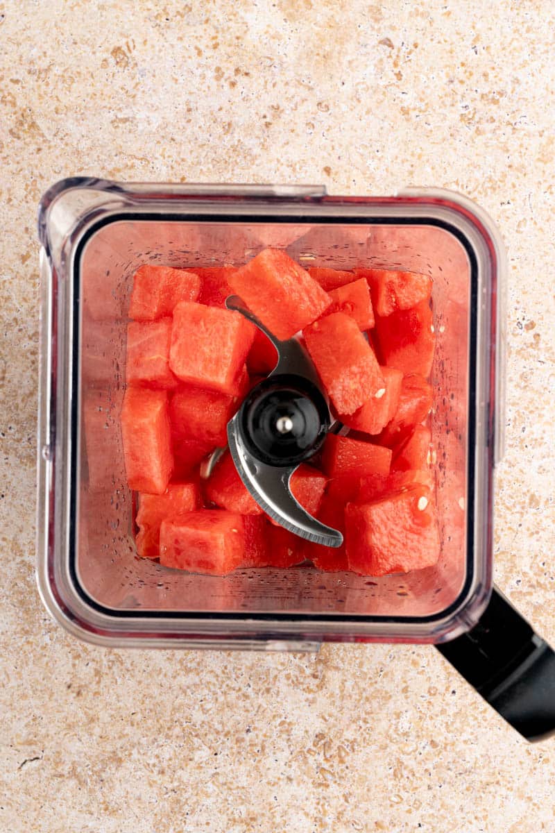 watermelon chunks in a blender